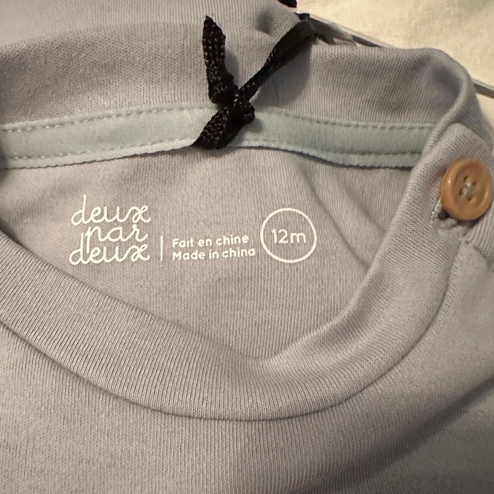 Deux par Deux Baby Boys Blue Organic Cotton Dog Sweatshirt Pullover Top 12M NWT